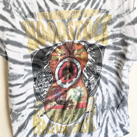 Mighty Fine Woodstock Summer of 1969 Peace Love Music Tie-Dye Tee Women’s Sz XS - Picture 2 of 5